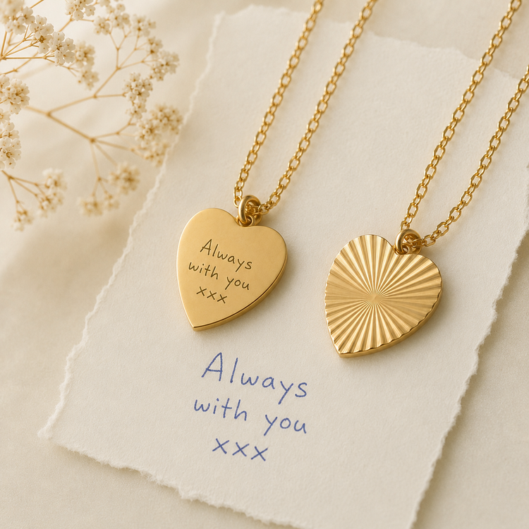 Heart necklace engraved