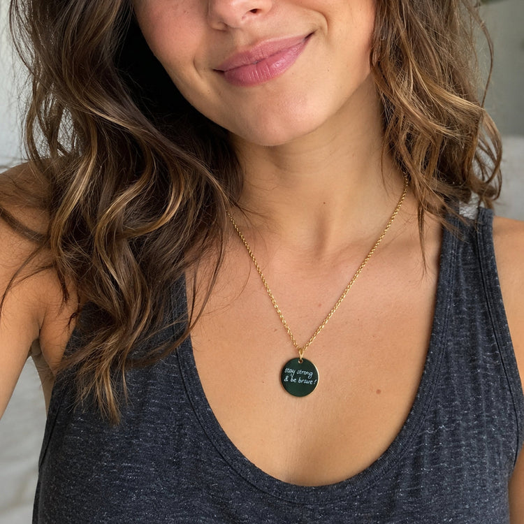 Woman wearing a personalised necklace 
