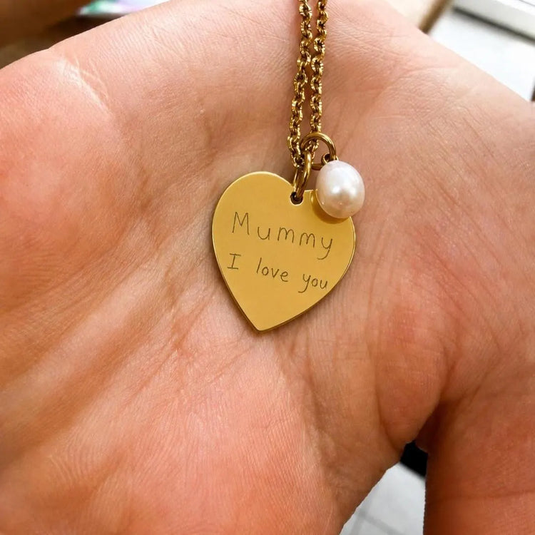Custom engraved necklace with seawater pearl