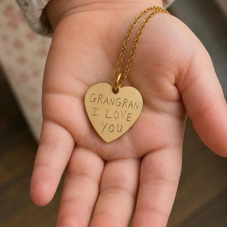 Personalised kid's handwriting necklace for granny